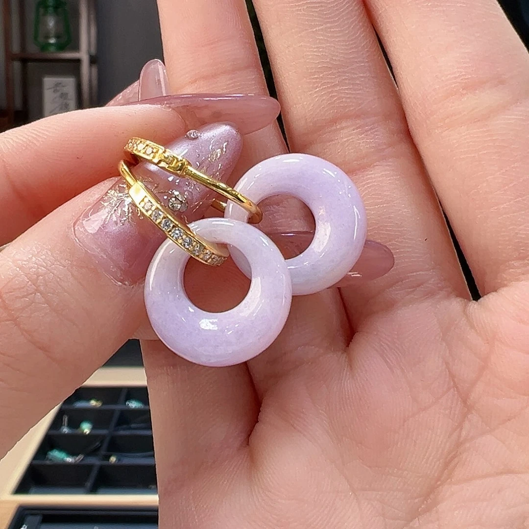 翡翠耳饰银S925镶嵌耳环17