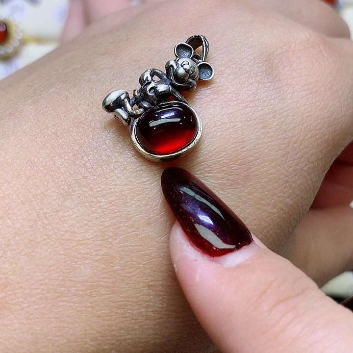 石榴石吊坠银S925镶嵌