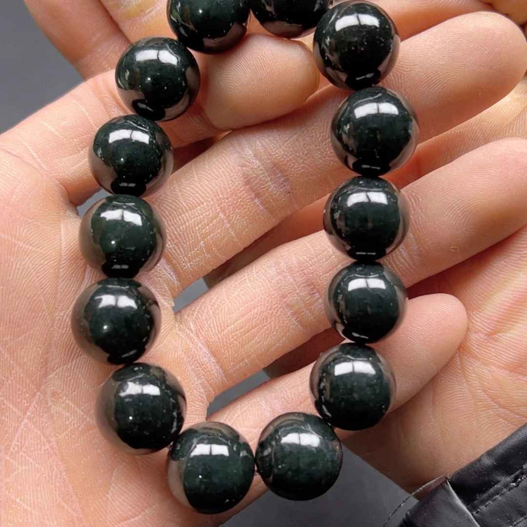 和田玉手串未镶嵌多样性拍一发一黑油青卡16