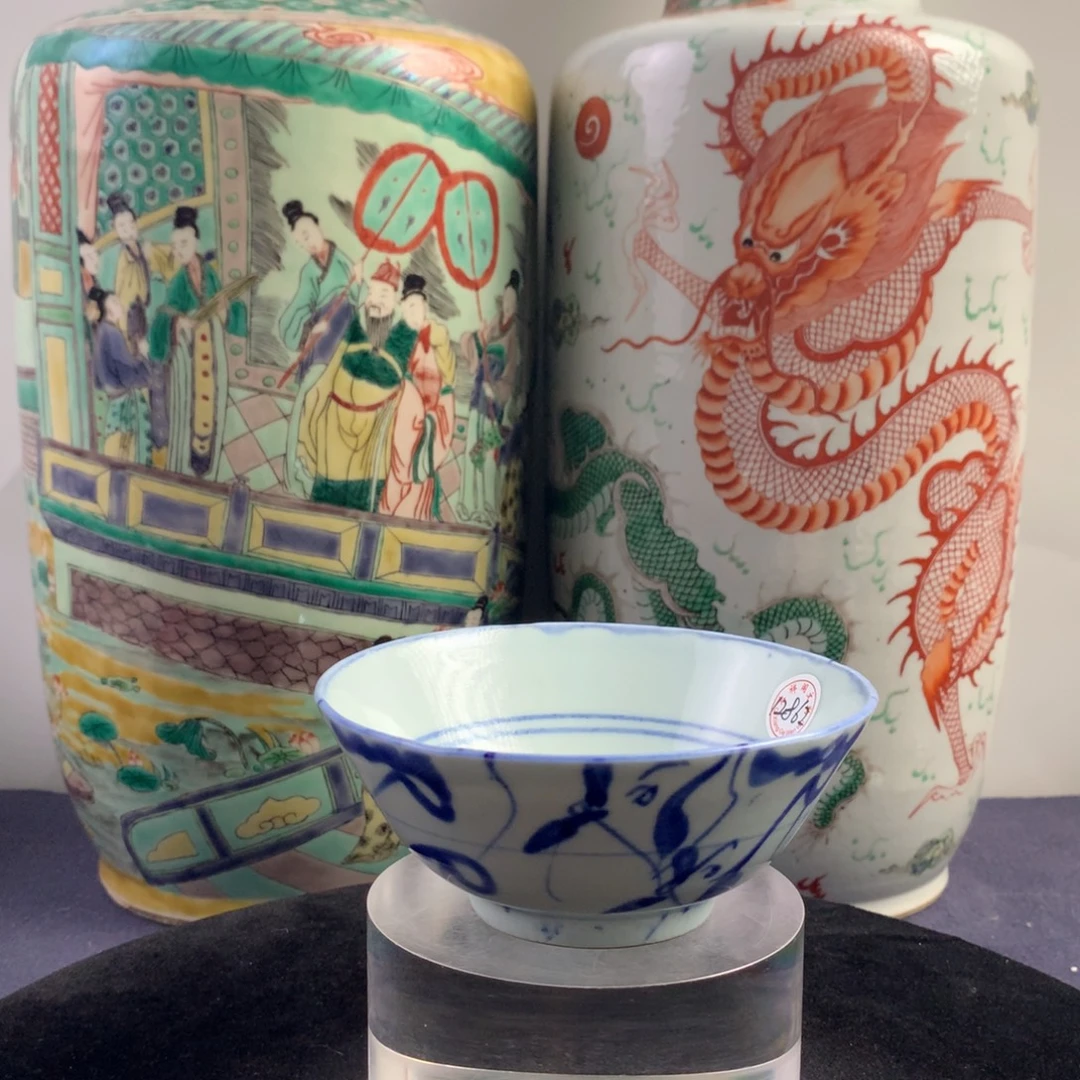 陶碗12862瓷器—青花缠枝花卉碗