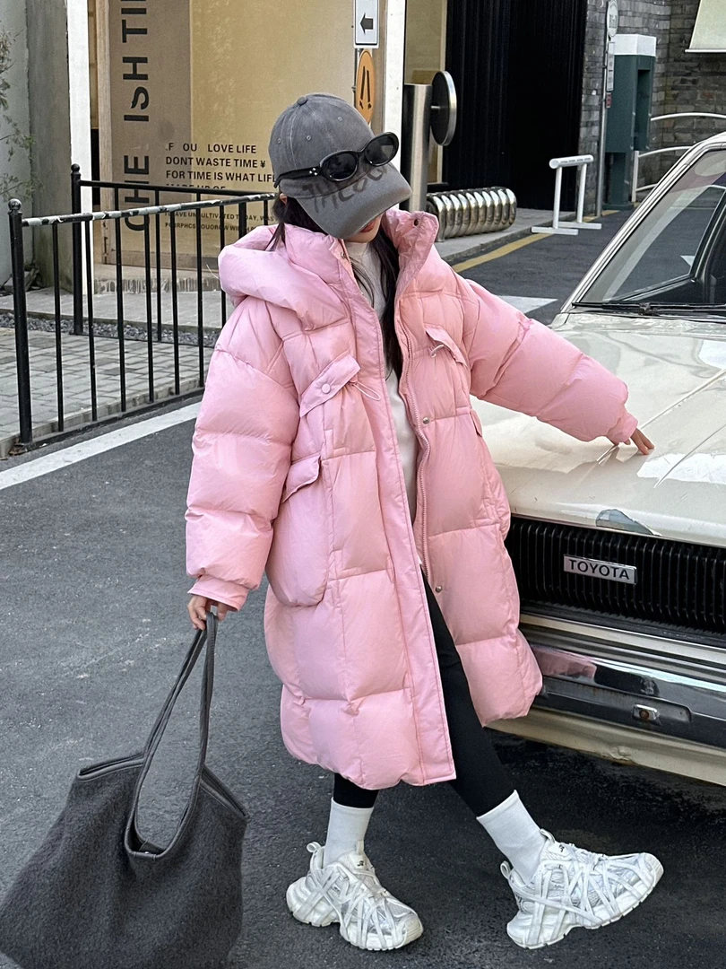 【七色潮童】24254 加厚加长大口袋羽绒服中长款中大童时尚连帽