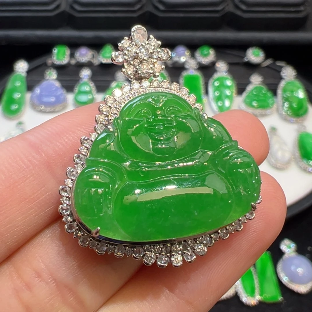 翡翠吊坠(不含链)18K金镶嵌收到货48小时鉴赏期