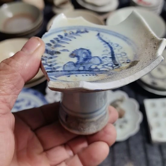 瓷片青花影青杯垫学习标本