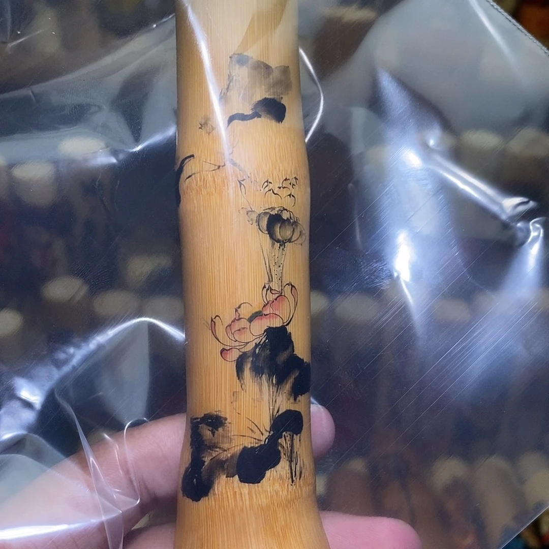 实心竹手把件盘玩