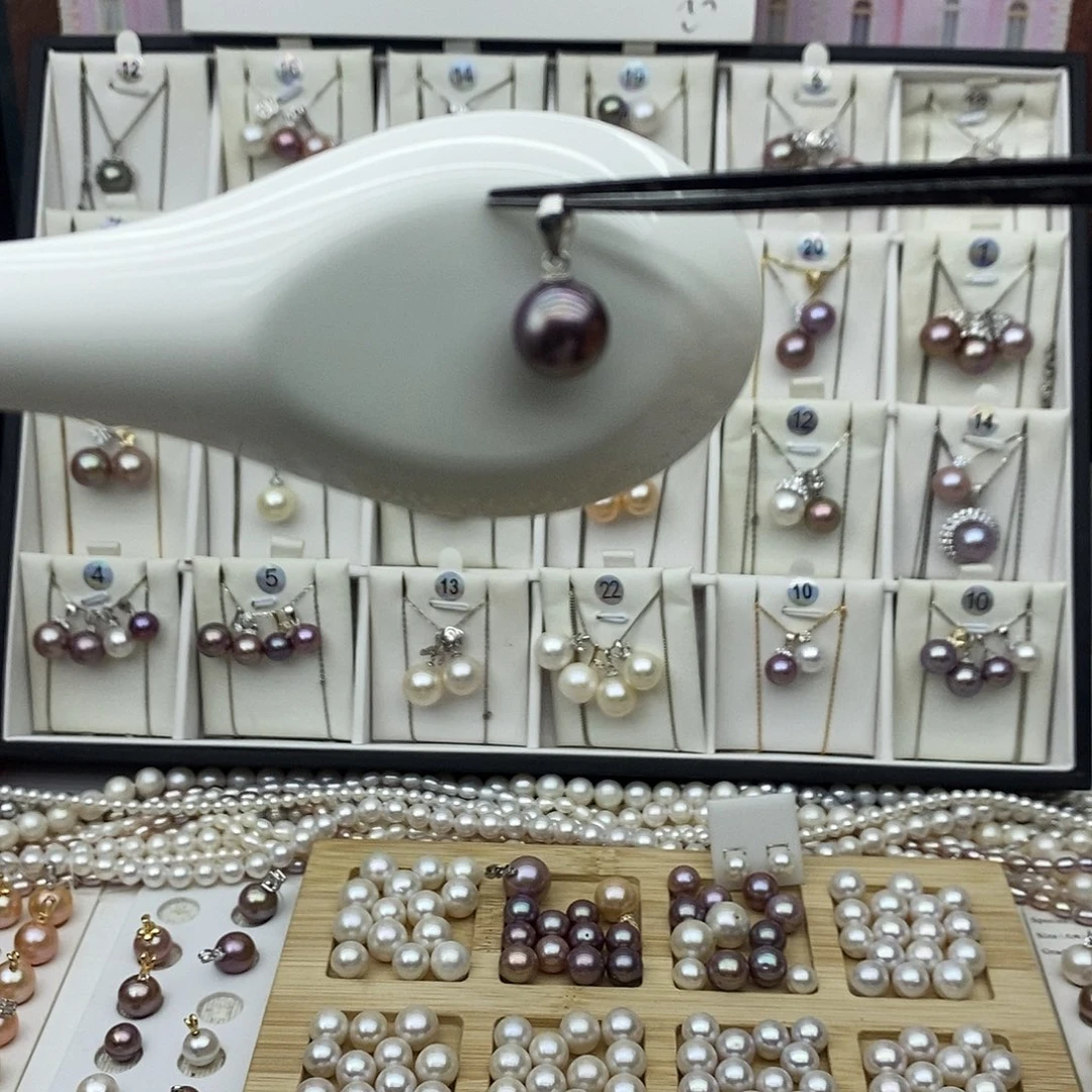 吊坠(不含链)银S925镶嵌淡水珍珠