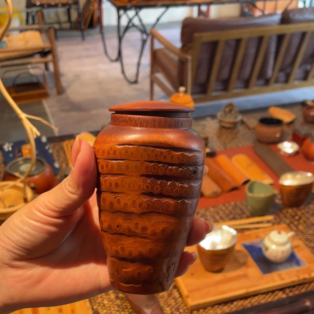 紫砂纯手工制作竹根茶仓