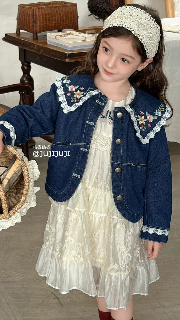 桔寄橘寄-秋款上新【布尔乔亚】童装长袖法式复古牛仔衣A82015