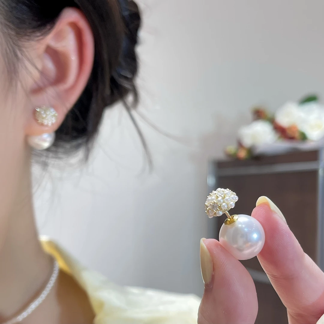 铜合金耳饰 轻奢时尚一款多戴珠珠耳环法式小众耳饰E1676