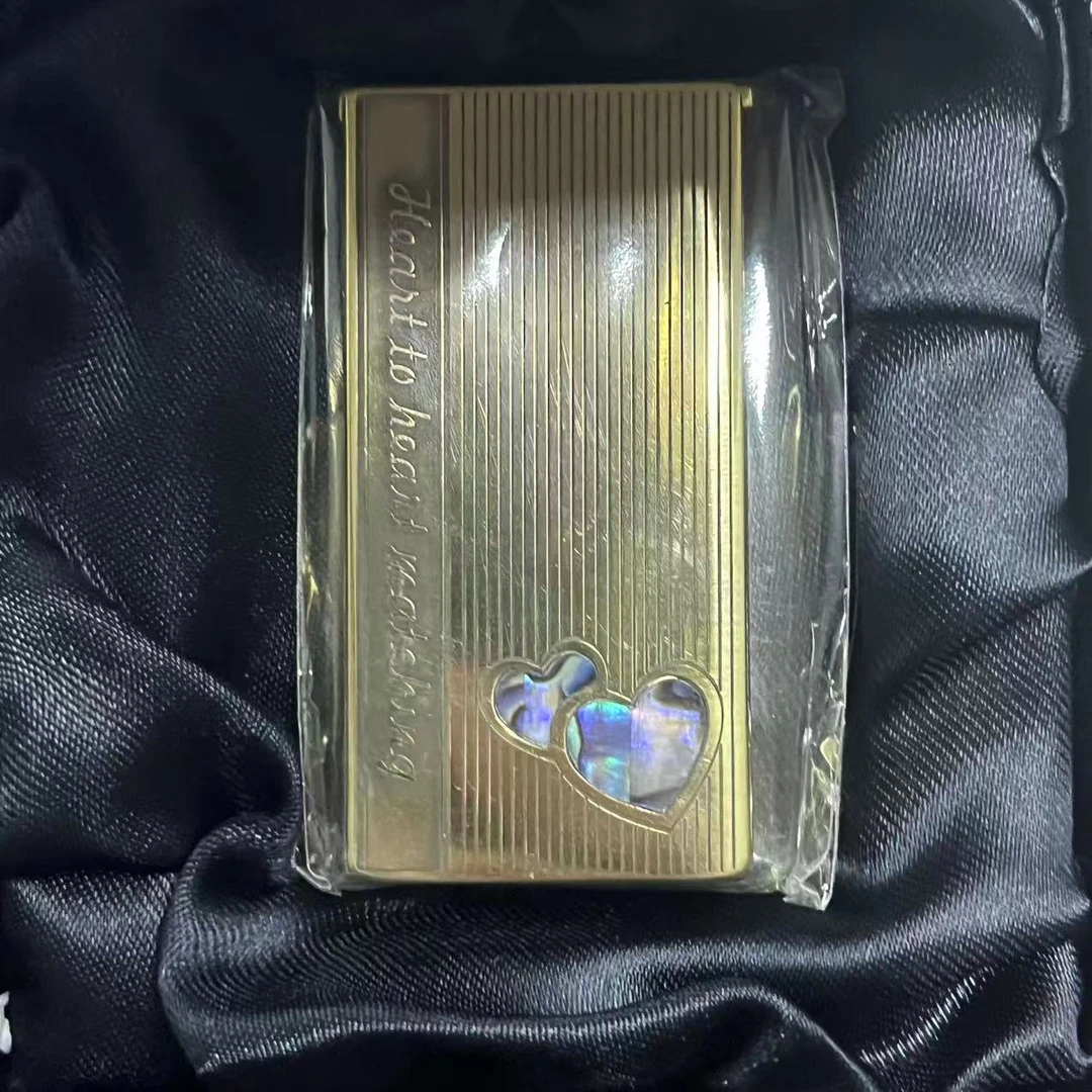 佐罗原铜双心彩贝升降金色煤油打火机