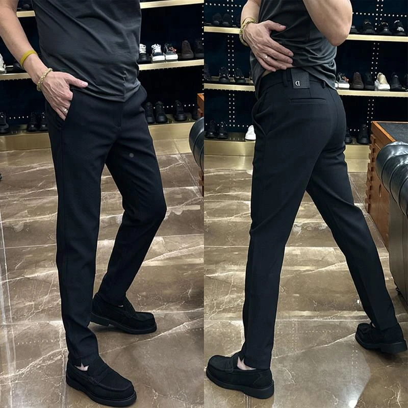 男士商务抗皱纯色西裤高档轻奢气质直筒裤春秋潮流欧货修身休闲裤