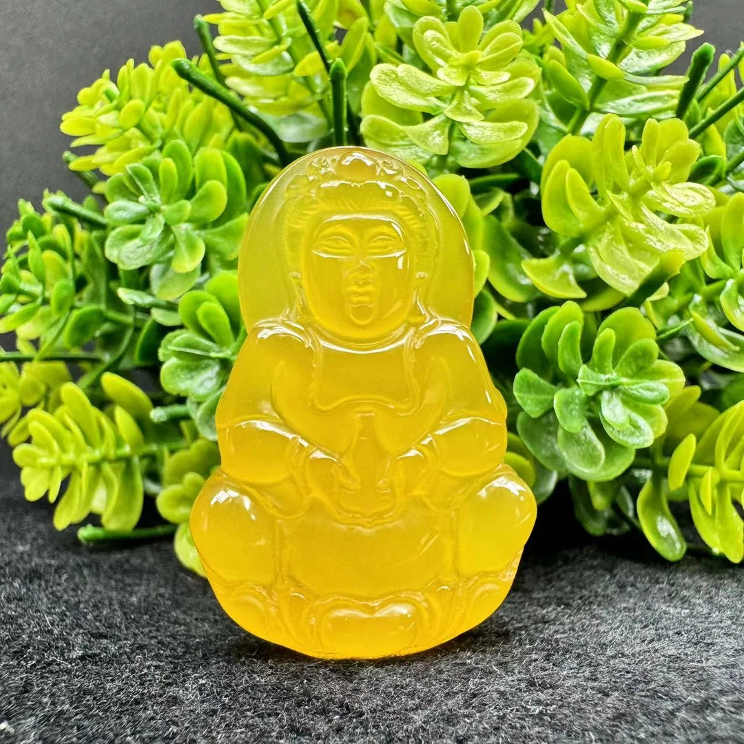 S757九品田黄玛瑙净瓶观音吊坠-配珠链-送礼佳品
