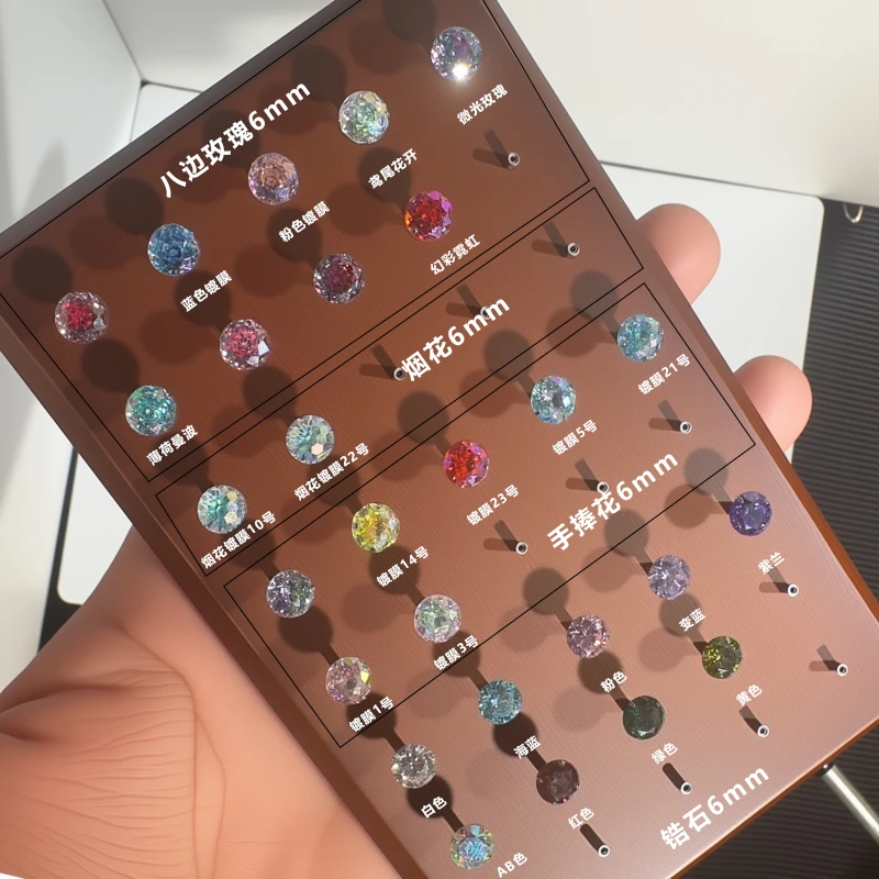 合金锆石耳饰 淘钛 钛合金F136医用植入级内螺纹玫瑰切耳钉耳骨钉