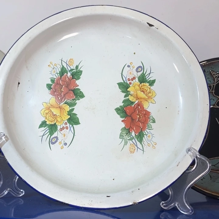 瓷片老式搪瓷平盘有掉漆介意勿拍