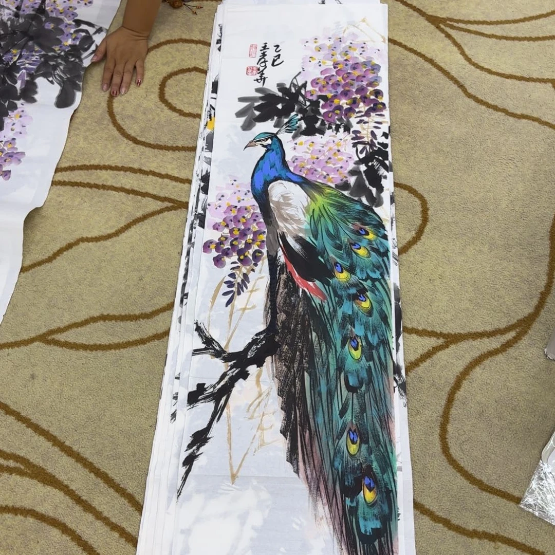 国画王孝华四尺对开李欣主播