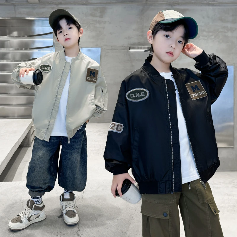 男童棒球服外套春秋款2025新款男孩秋季儿童酷帅秋装机车工装夹克