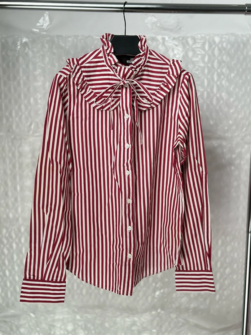 95新 Moschino/莫斯奇诺 yg017 条纹衬衫 女款 36码