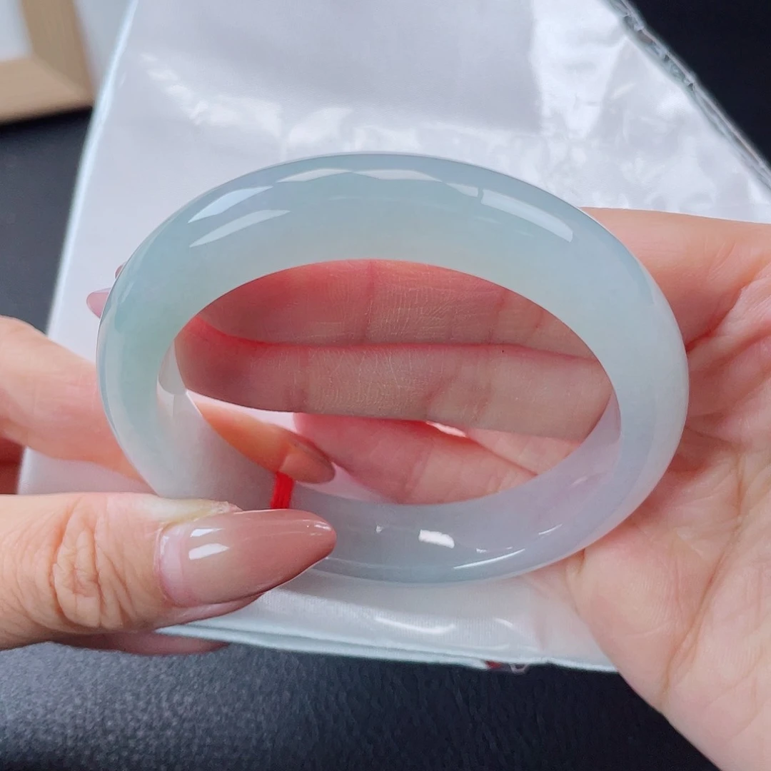 翡翠手镯未镶嵌12069-渐变天空蓝起胶-强推