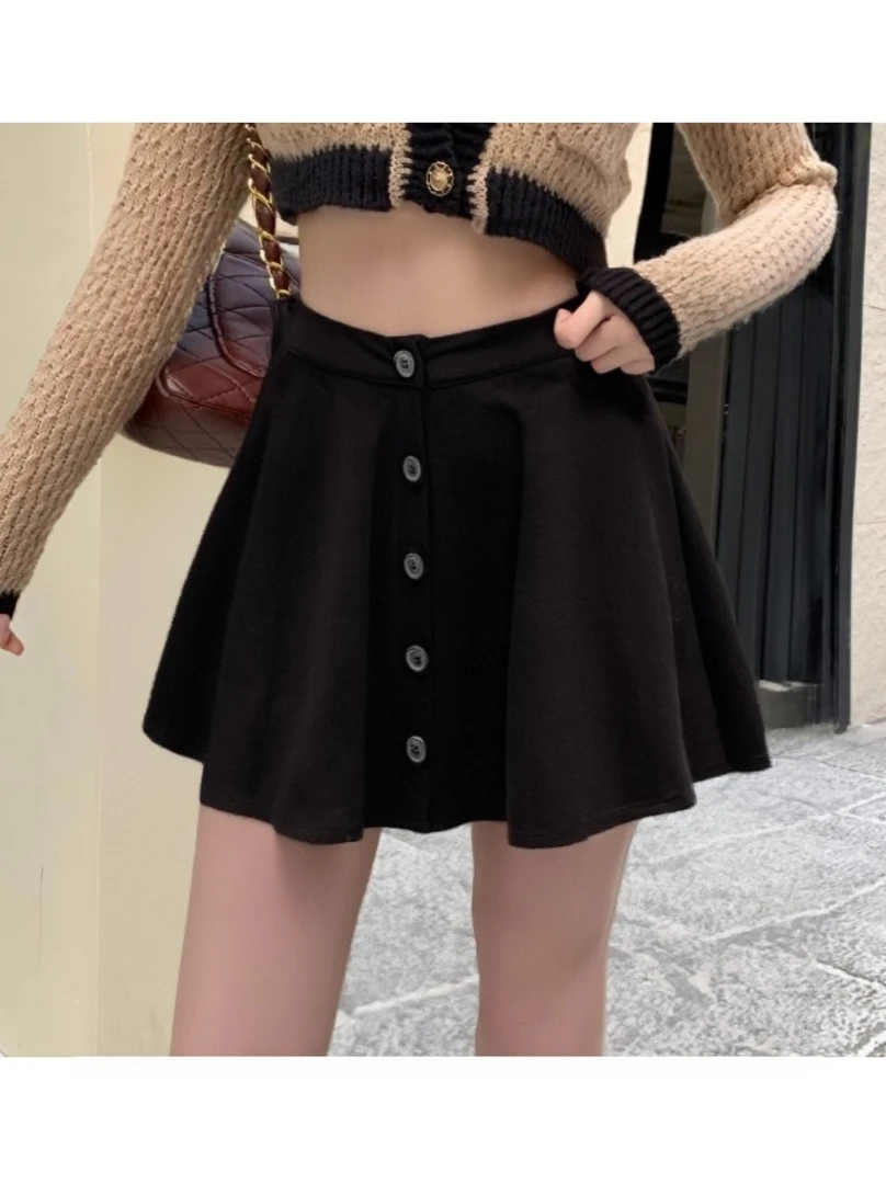 K5VB5172#（以直播间展示为准）半身裙女显瘦高腰毛呢a字短裙