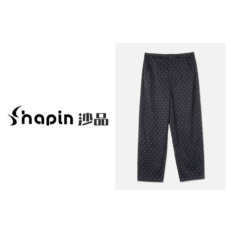 薄款撞色波点半松紧腰休闲裤时尚百搭长裤女MM8518