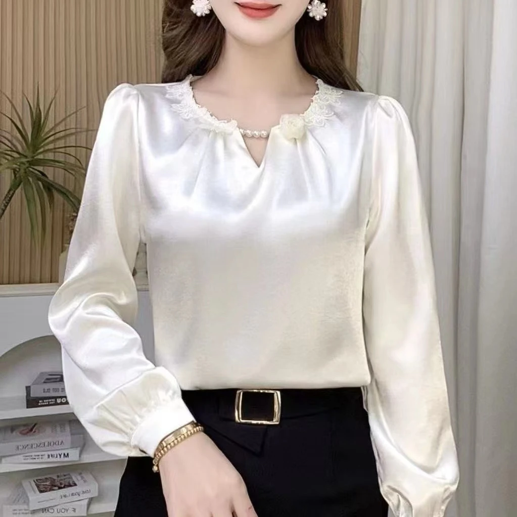 2506款鎏金缎面小衫气质长袖