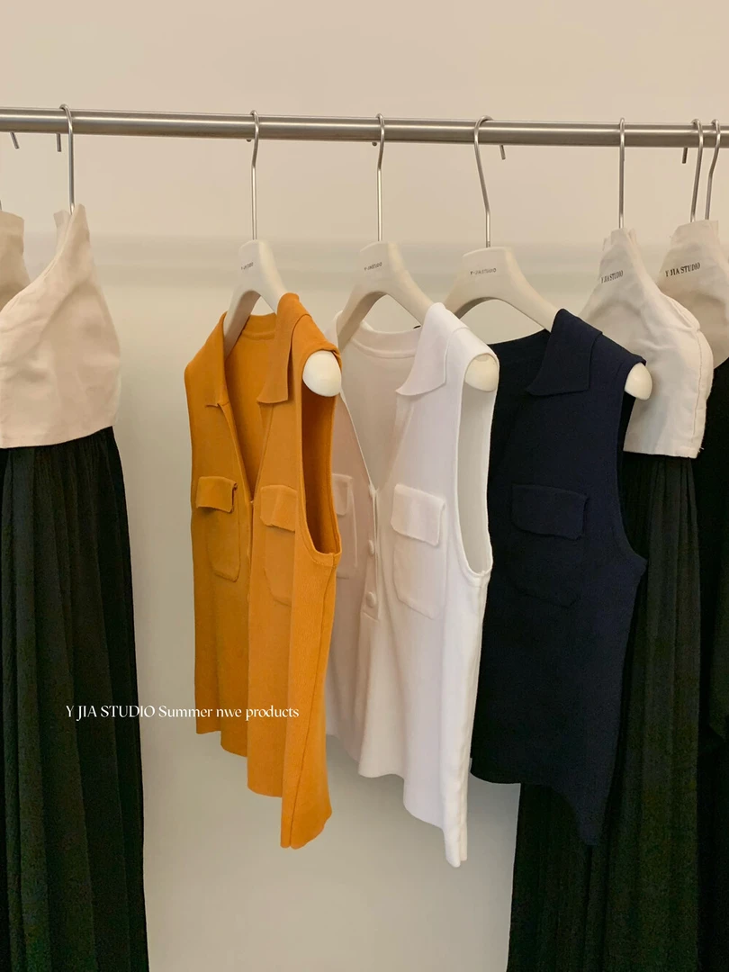 【天丝亚麻】夏季新款Polo衫气质V领休闲百搭纯色针织无袖外穿时尚