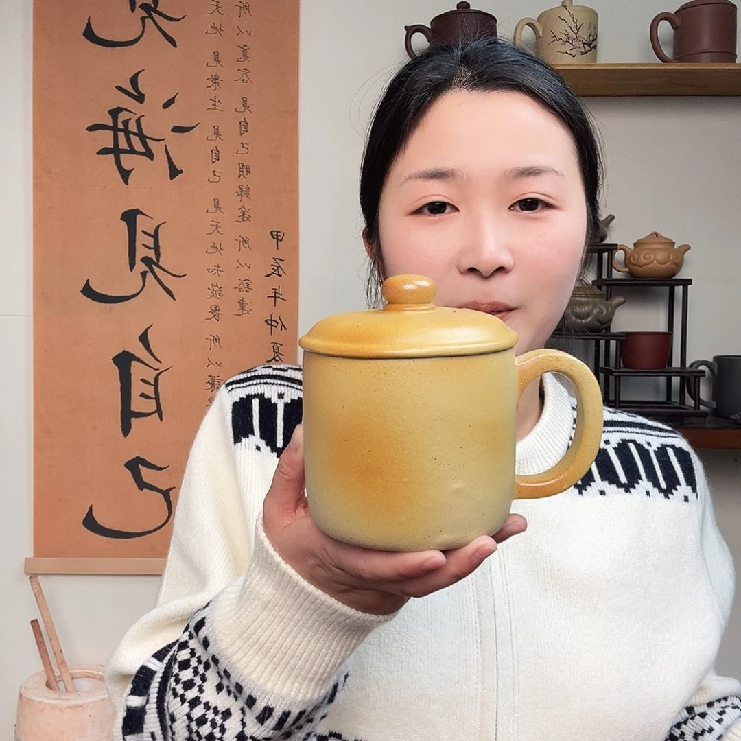 茶杯紫砂冰**原微瑕紫砂盖杯古法柴烧