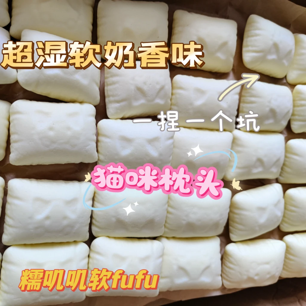 18猫咪枕头小红书网红湿软慢回弹捏捏吸手指仿真食物解压发泄玩具