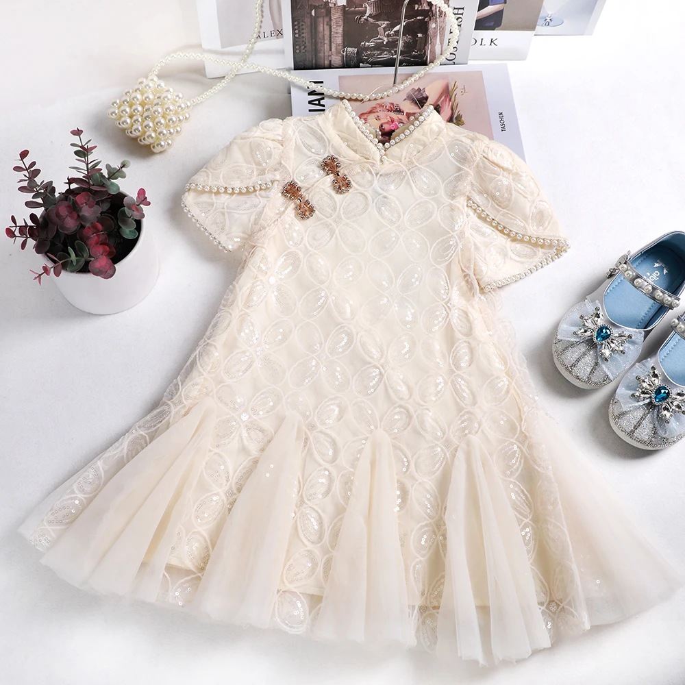 童一密度{ 白月光 }女童2025夏季新款亮片洋气连衣裙