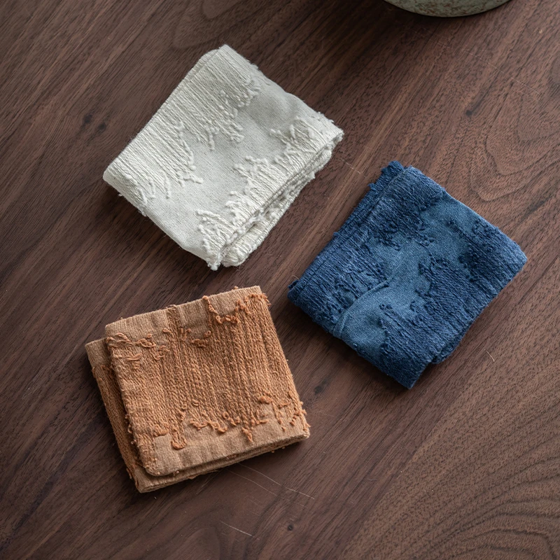 熹吾堂复古中式棉麻吸水茶巾手工缝制创意茶道配件功夫茶具抹布