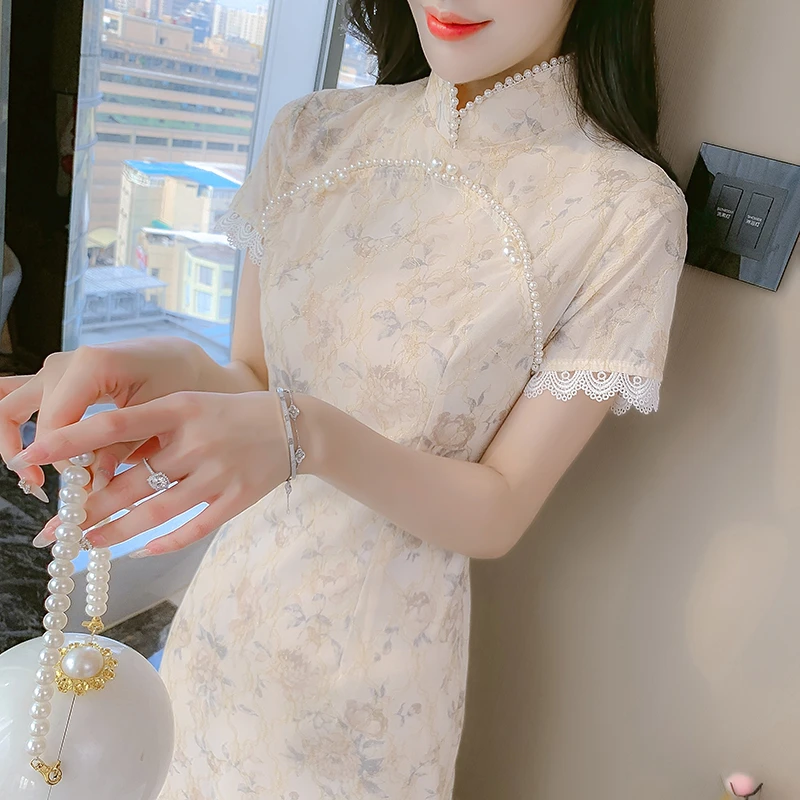 青倾家【长相思】夏季碎花旗袍改良版气质年轻款连衣裙显瘦国风蕾