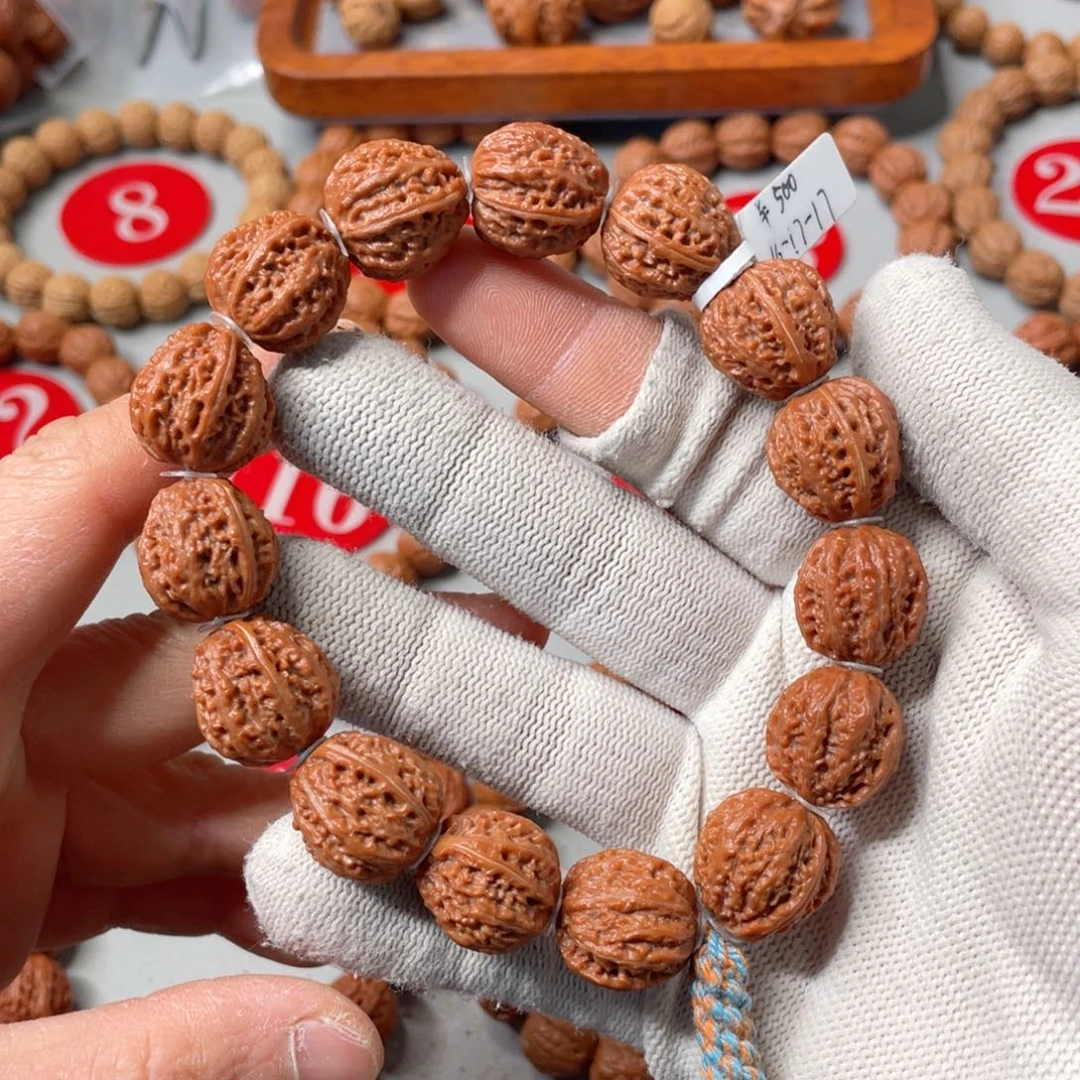 文玩核桃手串橘皮小野麻16mm