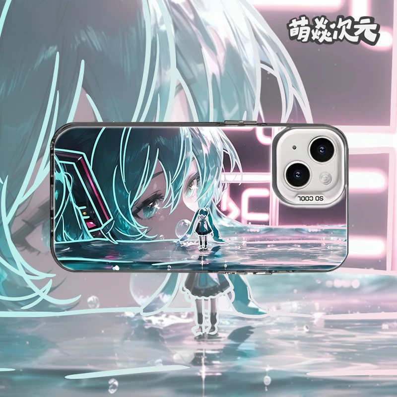 初音未来新款线条反光适用苹果华为VIVO小米OPPO二次元手机壳