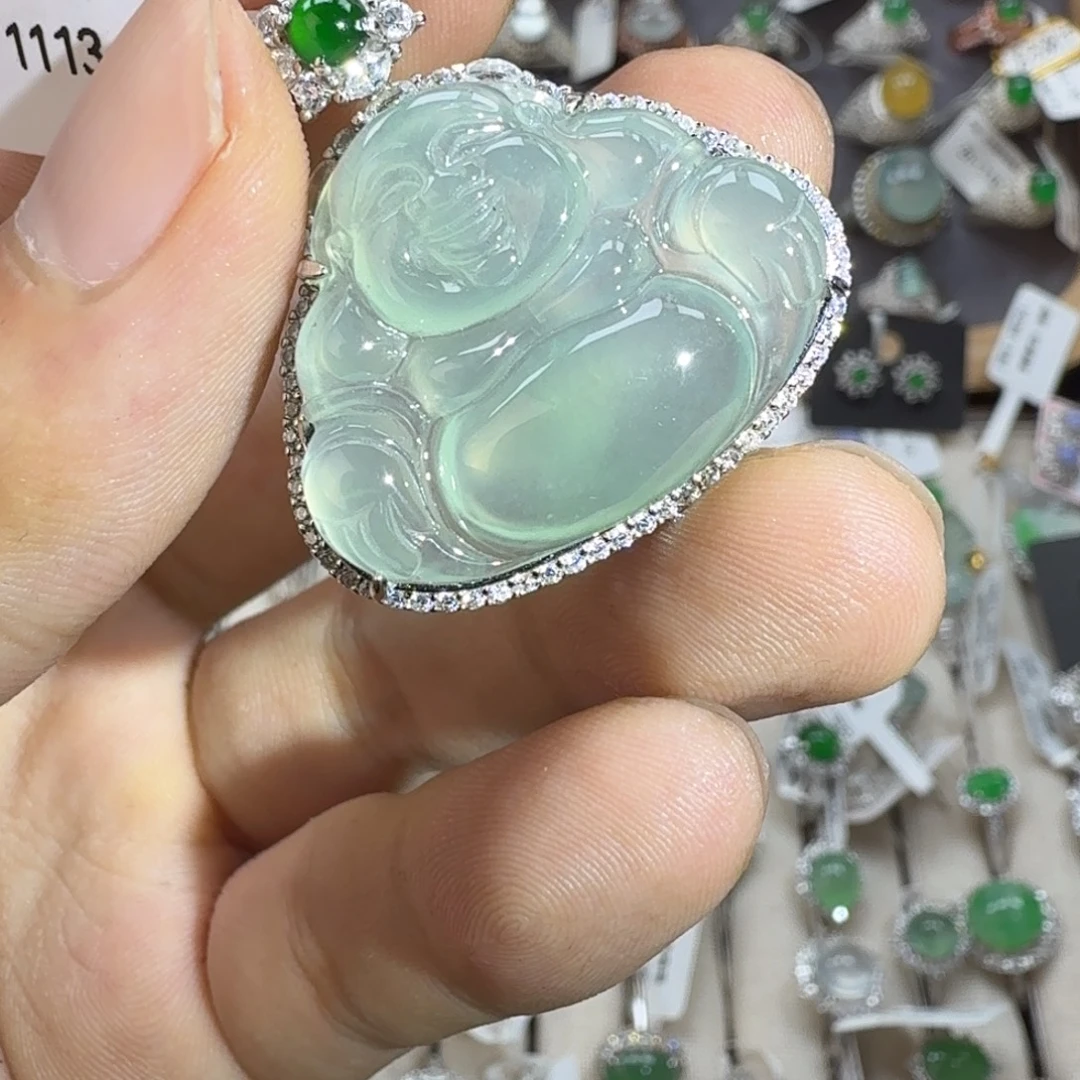 翡翠银S925镶嵌戒指天然缅甸翡翠A货