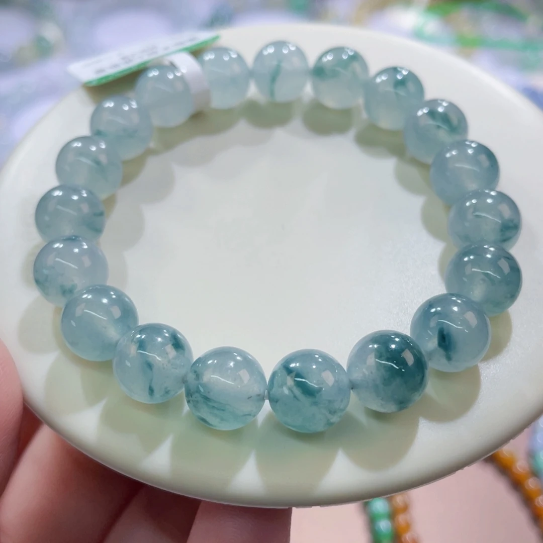 未镶嵌手链翡翠冰胶蓝花卡9.5