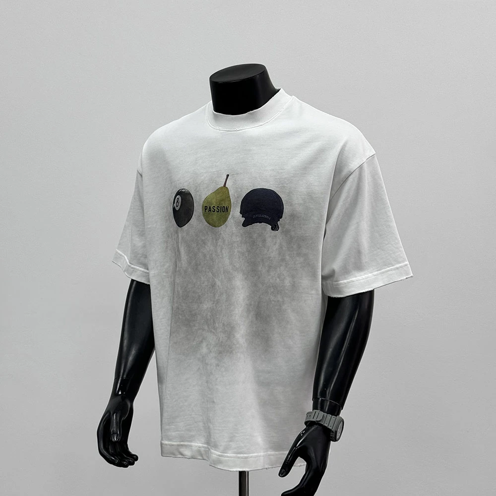 2025年夏季新款美式潮牌T恤创意印花休闲百搭纯棉上衣白晶菊T1468