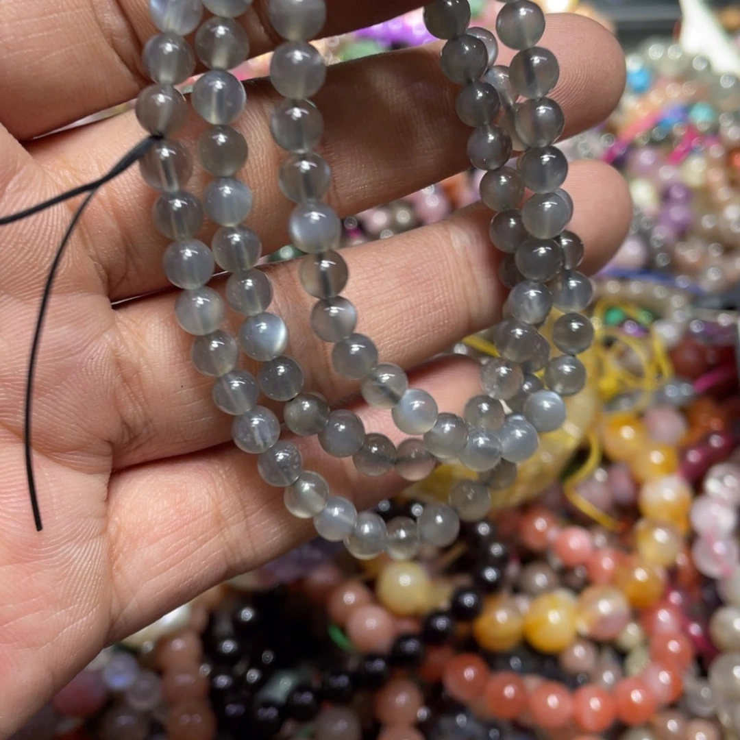 烟晶手链银S800镀金镶嵌