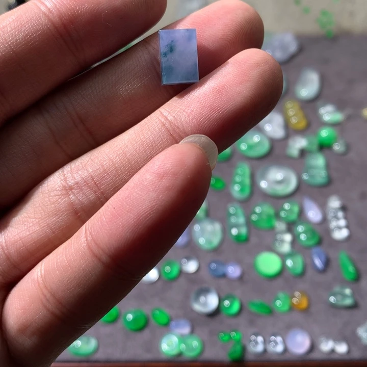 翡翠裸石紫飘花方块