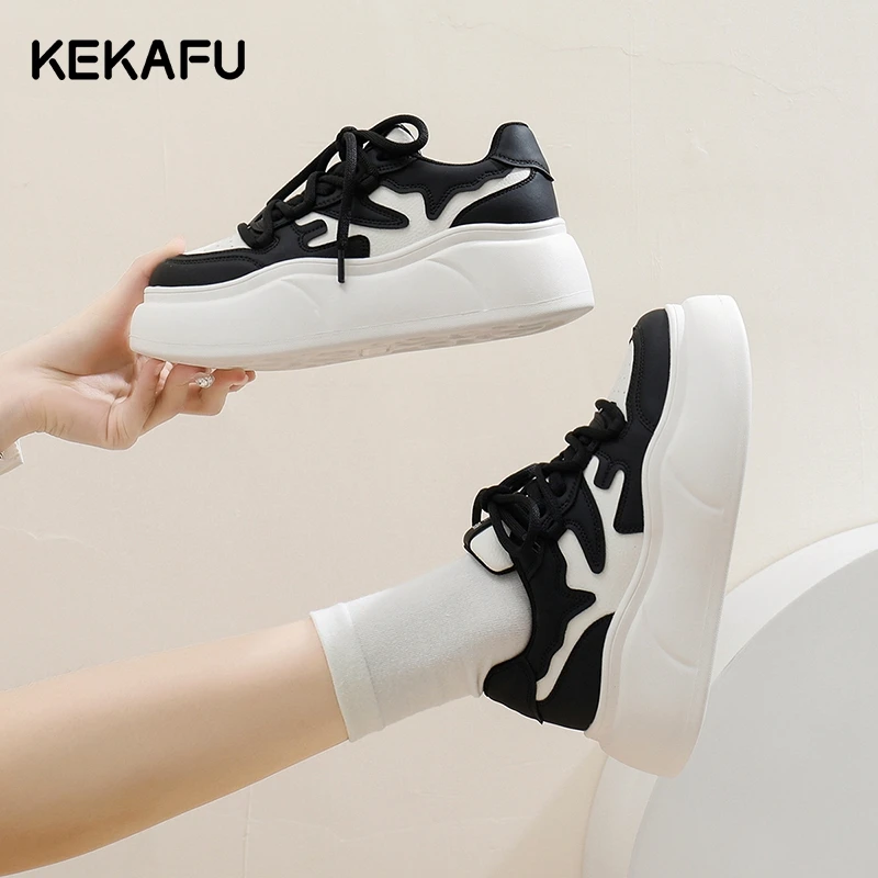 珂卡芙增高厚底板鞋女款2025春季新款运动休闲鞋百搭女鞋小白鞋