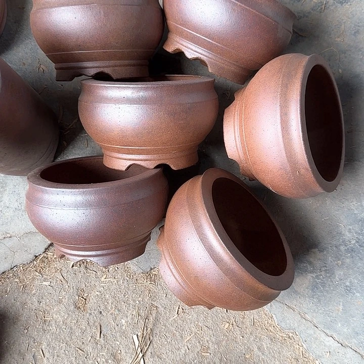 沙***谷六只14×9柴烧花盆