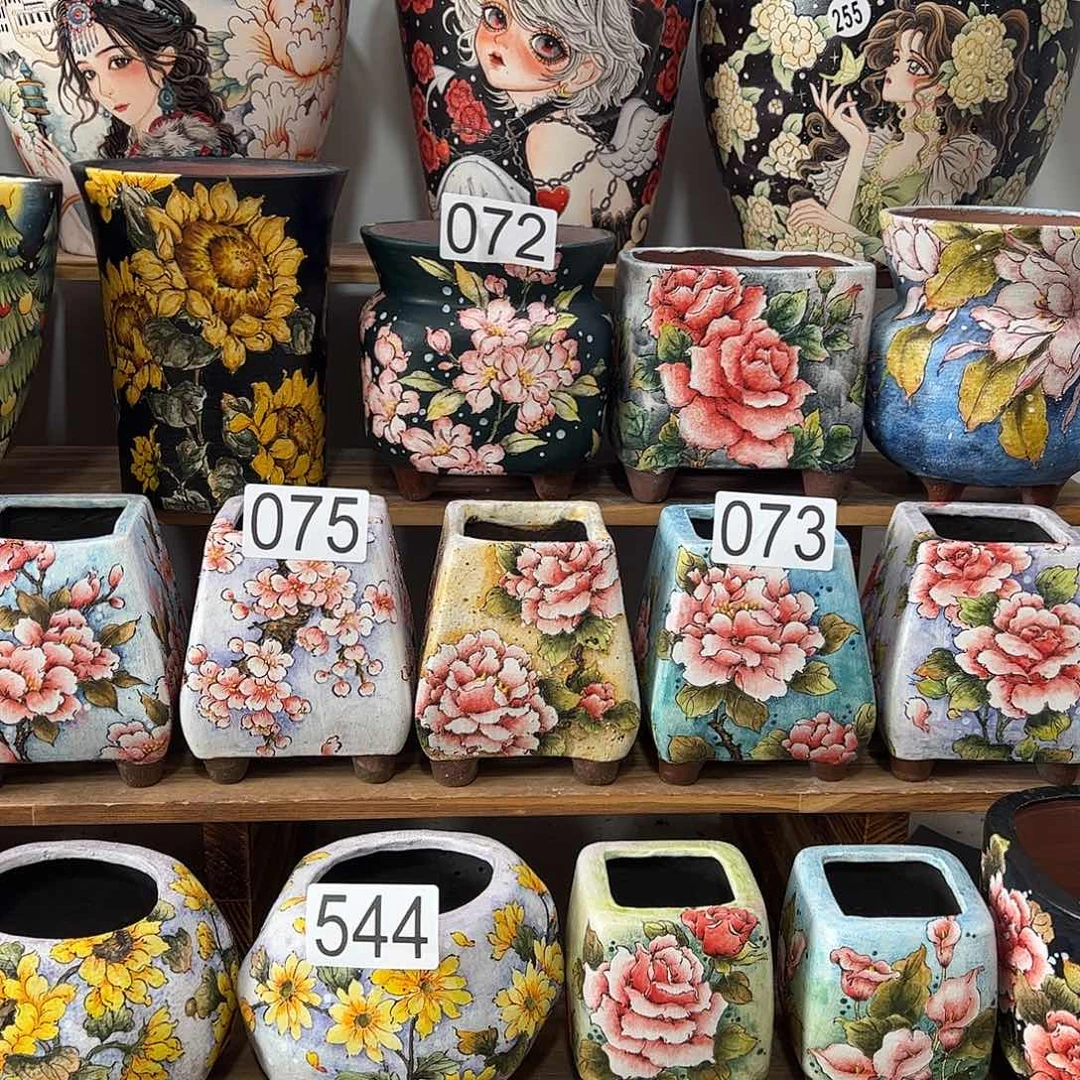 景德镇炫彩手绘景德镇陶瓷花盆