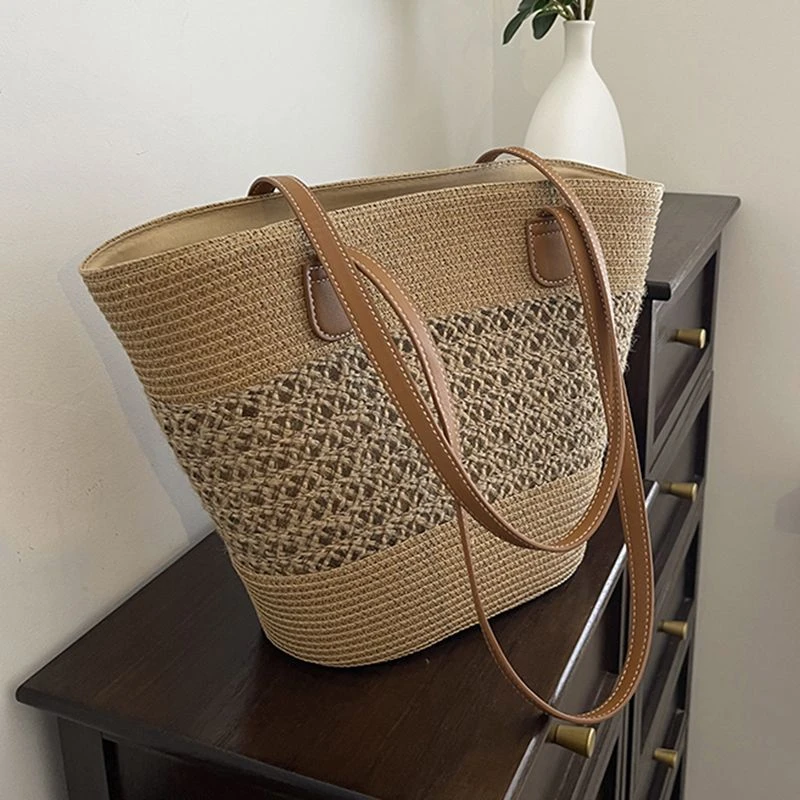【温柔色系】夏季海边度假小众草编包2025新款编织大容量单肩包百搭