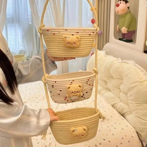 2025挂墙收纳篮挂筐宿舍房间置物架神器壁挂袋编织墙挂式门后墙HR