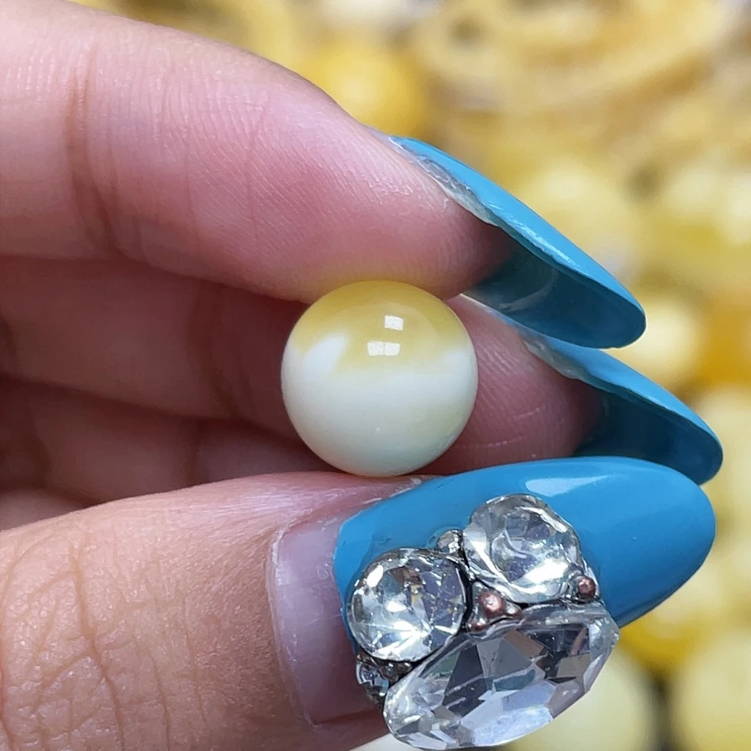 蜜蜡未镶嵌珠宝奇石10.0mm金瓷白溶洞