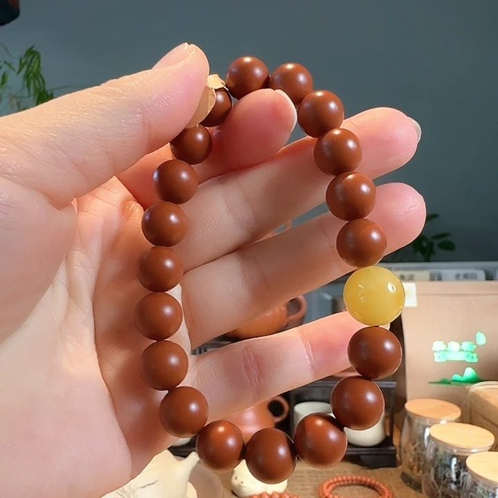 紫砂茶叶罐原矿紫砂手串➕蜜蜡珠子