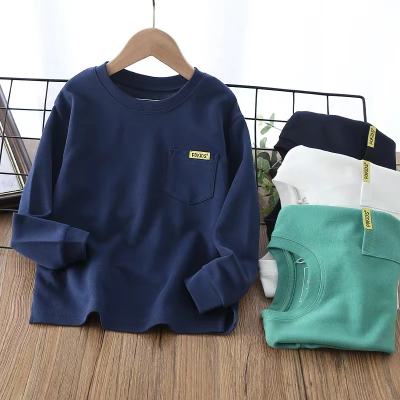 22QS04春秋款儿童休闲打底衫长袖外穿J简约时尚中大童打底衫圆领