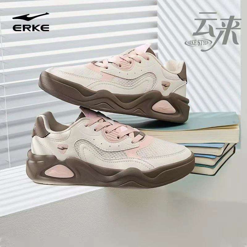 云来冷萃丨鸿星尔克秋季百搭透气板鞋女网面时尚休闲运动鞋1406