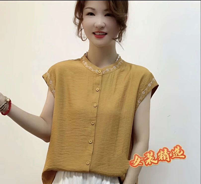 夏季新款洋气印花百搭显瘦减龄衬衫女气质优雅休闲纯色T恤短袖