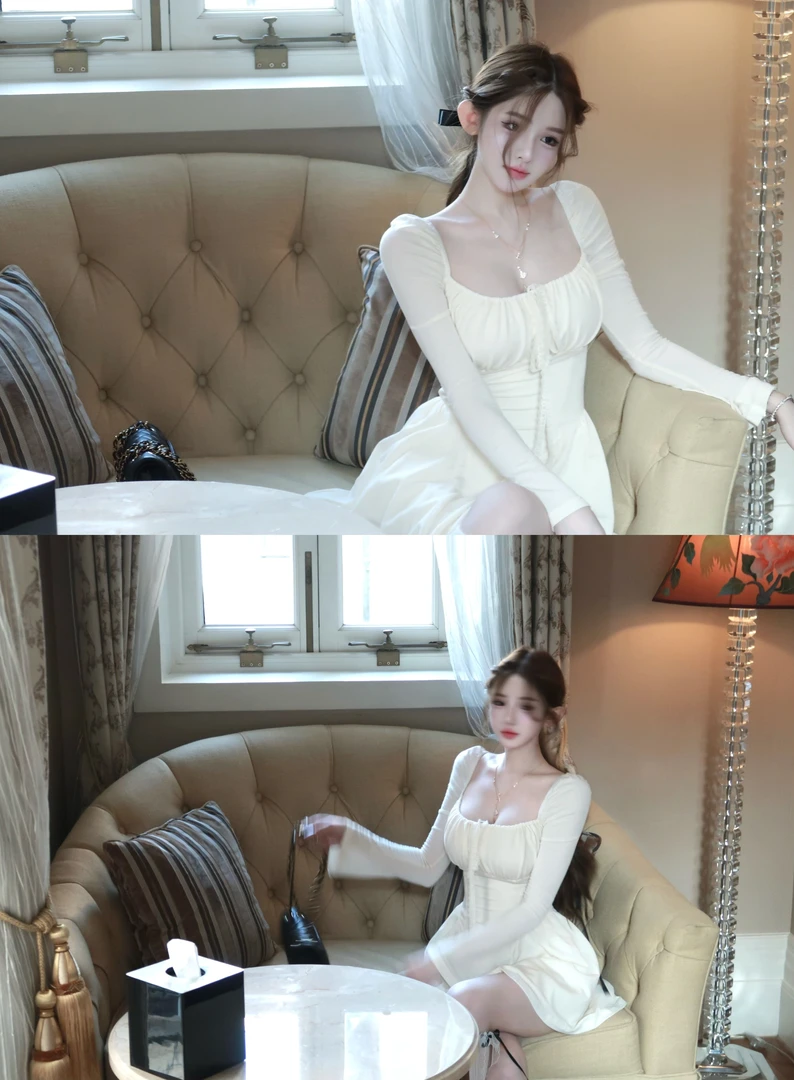 TUTU【塞纳假日】设计感高级法式绑带修身收腰长袖连衣裙#DQ1486