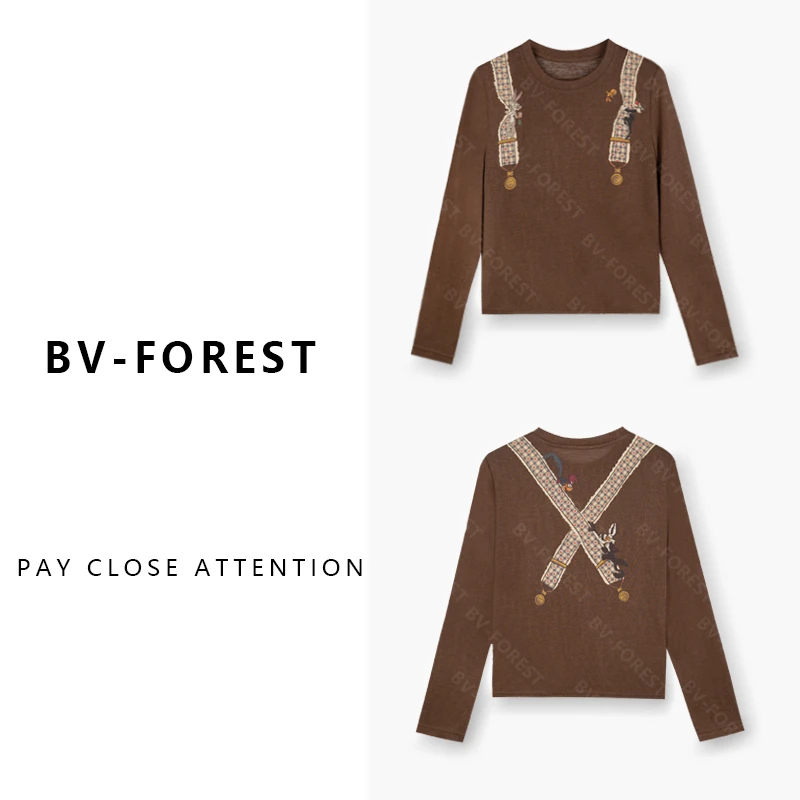 BV-FOREST“萌趣背带”秋季新款AB面透气减龄显瘦天丝T恤BV-T0434