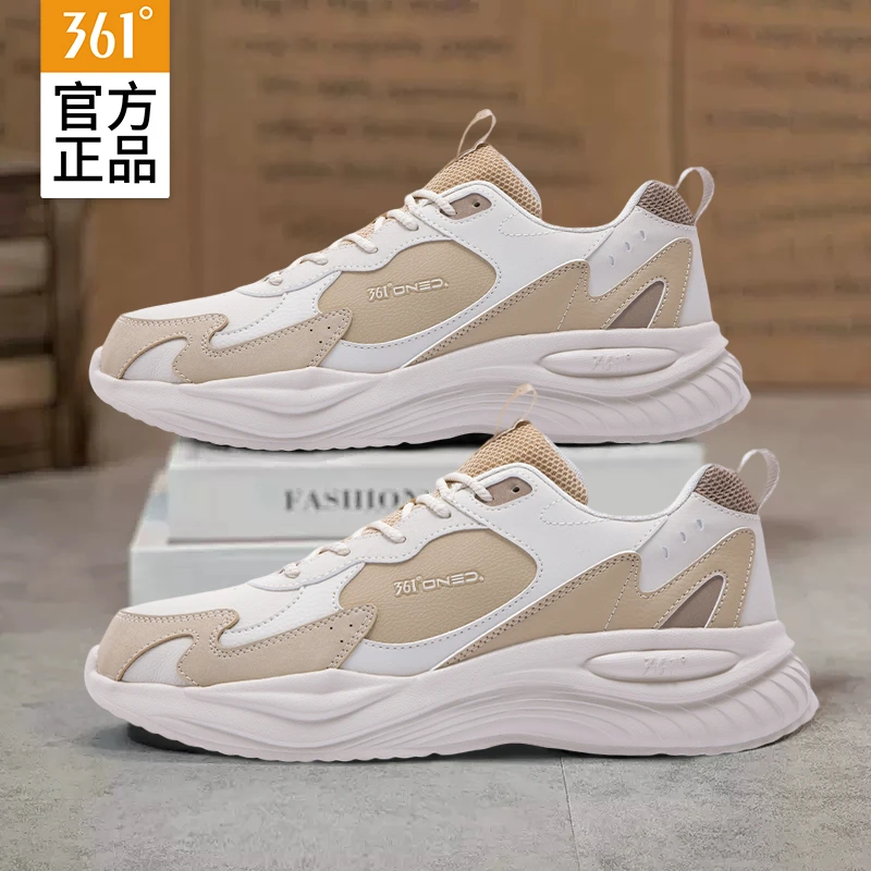 361°男鞋中帮防滑减震防水皮革拼接休闲鞋鞋子透气秋季冬季运动鞋